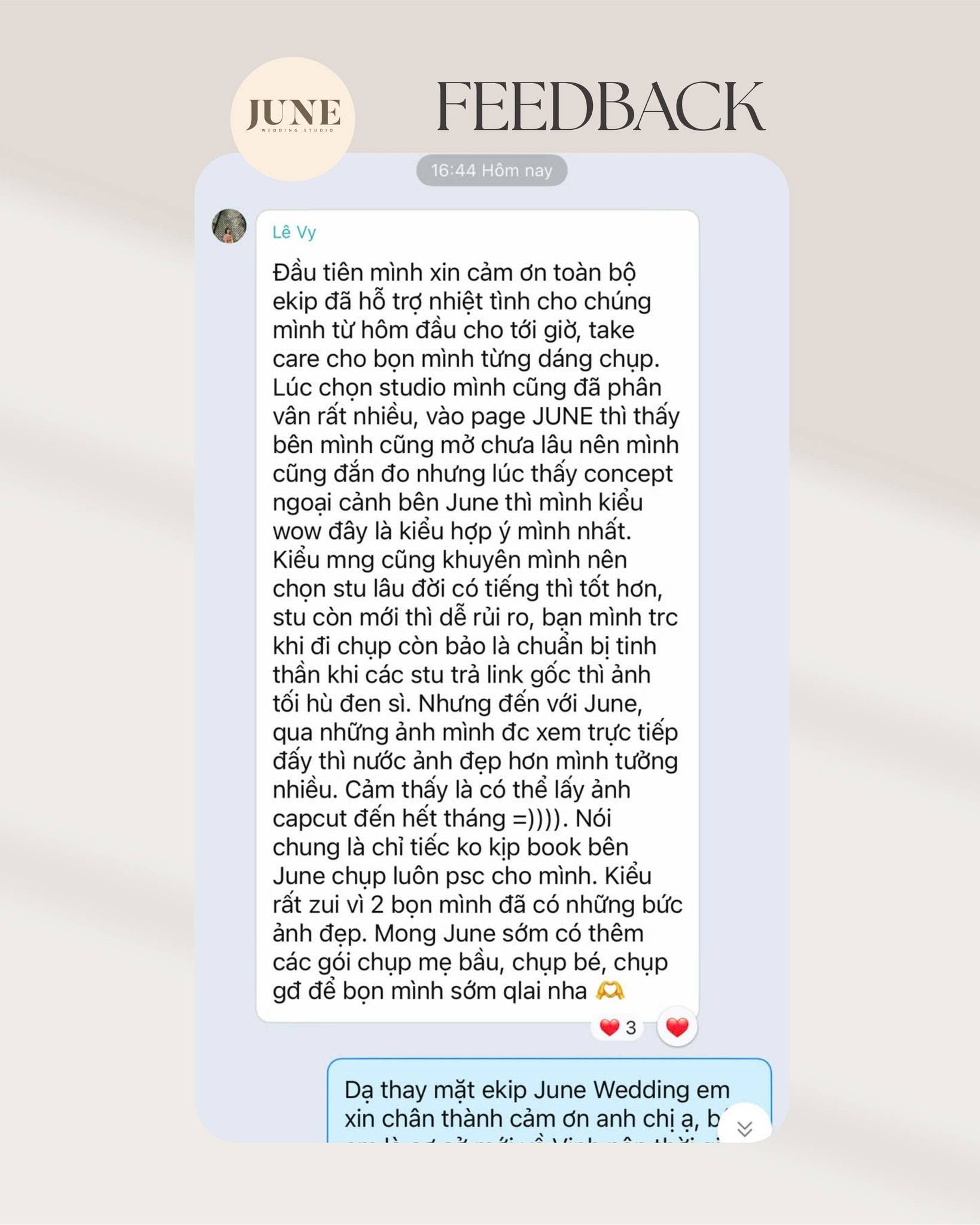 Review chi tiết và chân thực từ cô dâu Lê Vy về JUNE Wedding