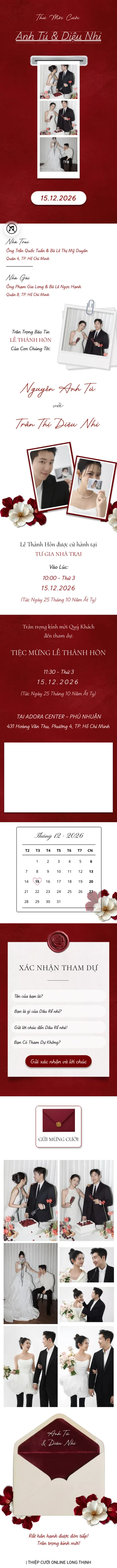Mẫu thiệp cưới online Hoa Đỏ Nhung