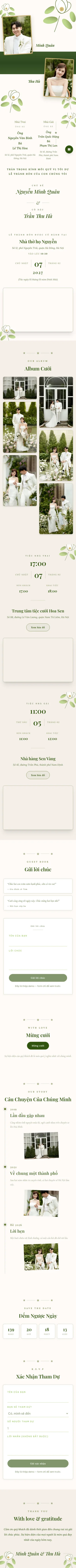 Mẫu thiệp cưới online Hoa Mộc Xanh