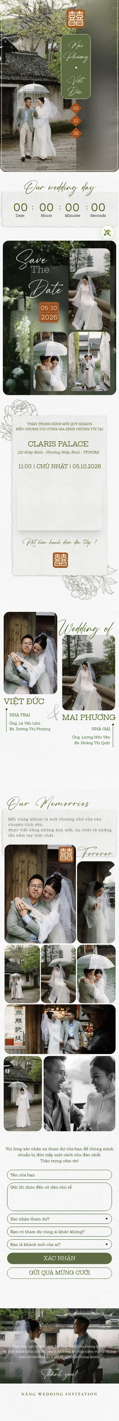 Mẫu thiệp cưới online Nắng Xanh