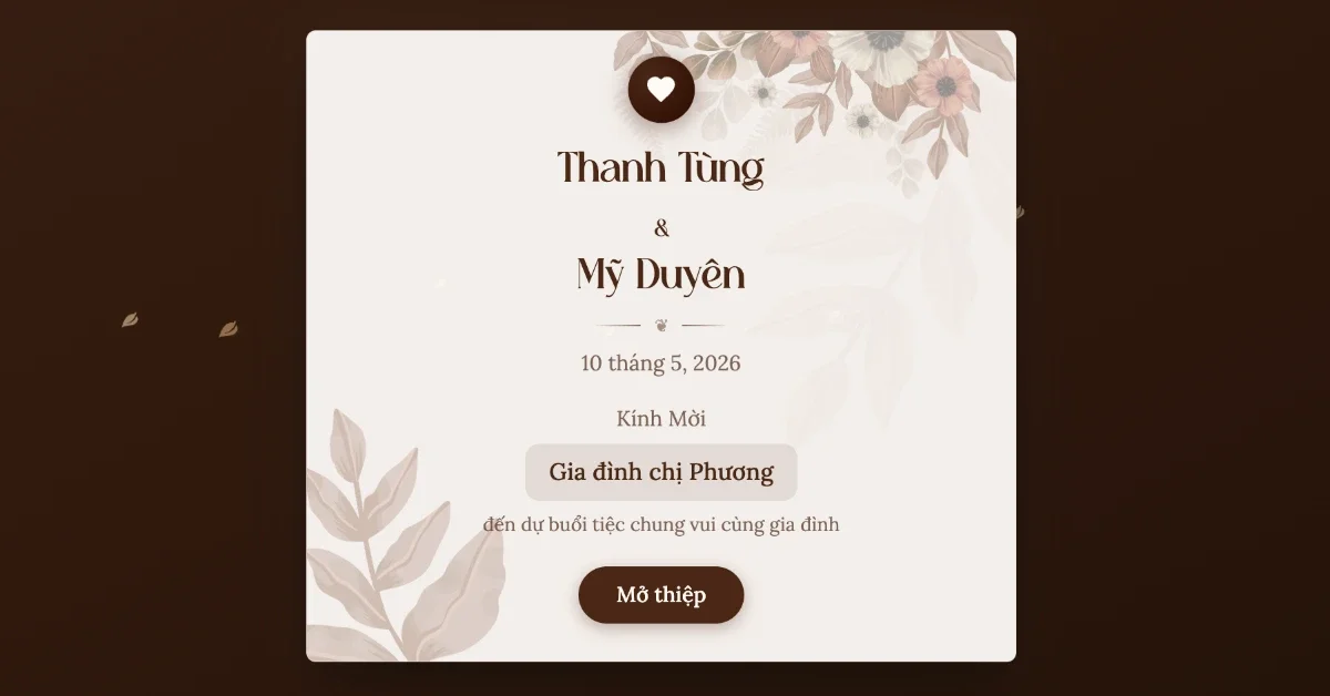 Phong bì thiệp cưới có tên khách mời