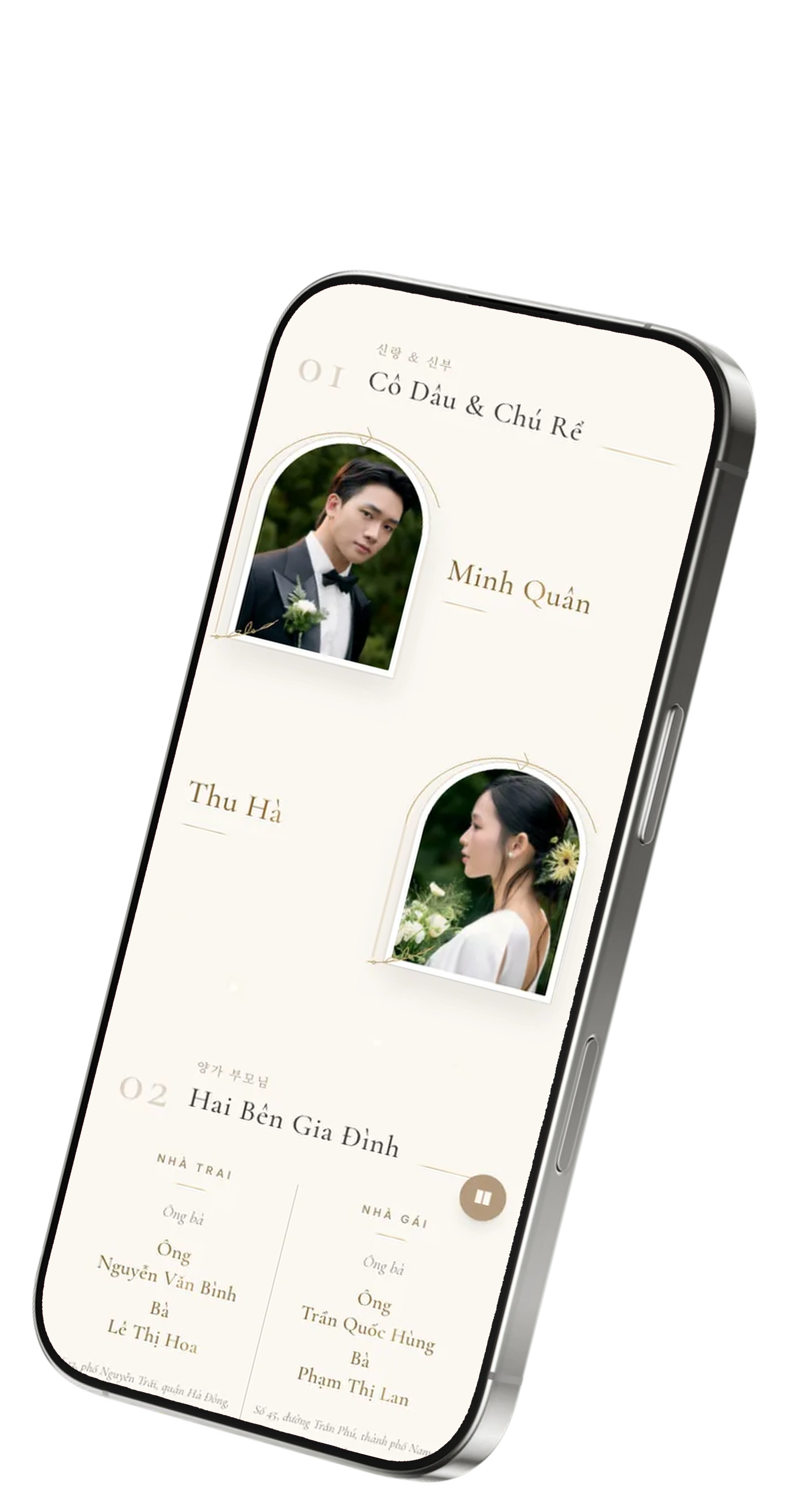 Mockup thiệp cưới online trên điện thoại